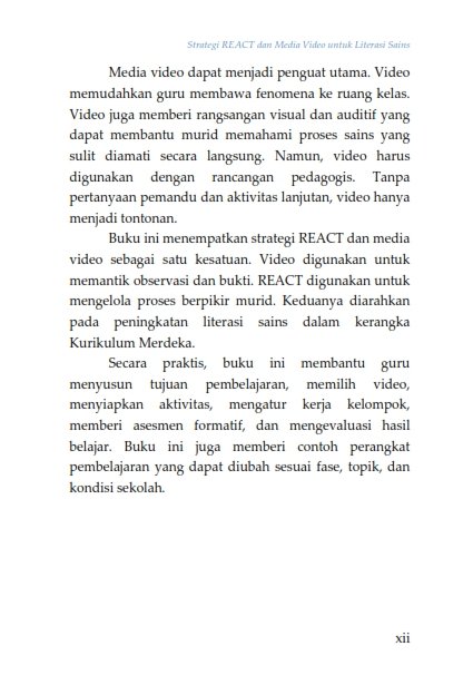 STRATEGI REACT DAN MEDIA VIDEO UNTUK LITERASI SAINS (Panduan Pembelajaran IPA Berbasis Kurikulum Merdeka) - Image 6
